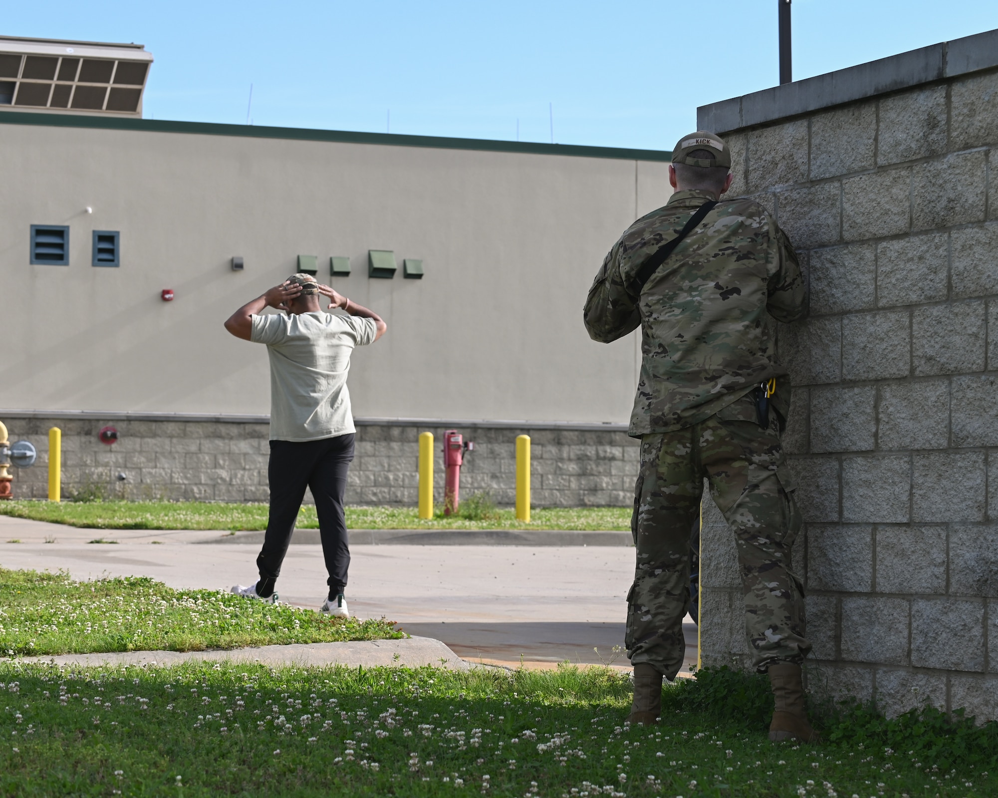 U.S. Air Force Airmen Oklahoma Air National Guard participate in an active shooter exercise at Camp Gruber Training Center, Oklahoma, April 29, 2026.