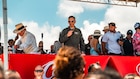 Air Force Chief of Staff, Gen. Ken Wilsbach, presides over a mass enlistment ceremony for more than 300 future service members during the Hyundai Air & Sea Show at Miami Beach, Florida, May 23, 2026. The Memorial Day weekend event highlighted military service, readiness and community engagement through aerial demonstrations, military displays and public outreach activities.