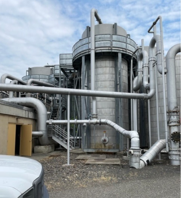 An image of one of the biofilters which was removed to make room for the newly renovated power distribution system.