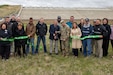 Leadership from the U.S. Army Corps of Engineers, Omaha District, alongside Jamestown Mayor Dwaine Heinrich, North Dakota Lt. Gov. Michelle Strinden, and contractor partners cut the ribbon for the Pipestem Dam spillway modification project in Jamestown, North Dakota, May 19, 2026. (U.S. Army photo by Delanie Stafford)