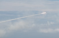 A rocket fired by a High Mobility Artillery Rocket System assigned to the U.S. Marine Corps 3rd Battalion, 12th Marine Regiment, 3rd Marine Division flies during a live-fire training event at the East Fuji Maneuver Area, Camp Fuji, Japan, May 20, 2026.