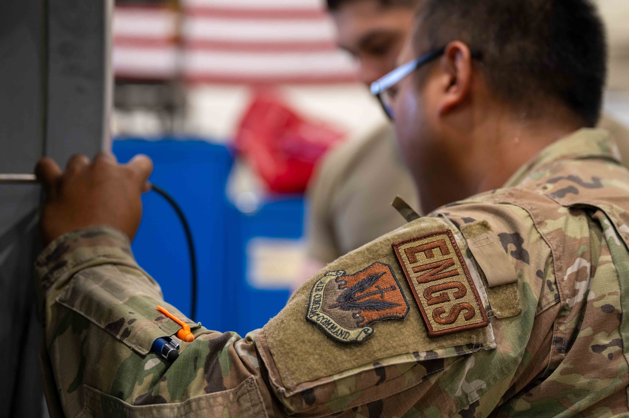 Airmen perform maintenance on a A-10 engine.