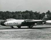 Photo of a U.S. Air Force EB-57, assigned to the Vermont Air National Guard, taxis on a runway in South Burlington, Vermont. The photo is used to provide historical context to the story, but does not feature the pilots described in the story.