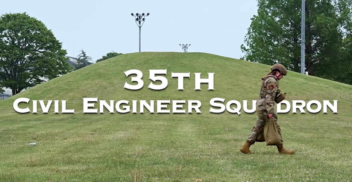 U.S. Air Force Lt. Col. Daniel Blomberg, 35th Civil Engineer Squadron commander, speaks about the importance of realistic and surprise training following a combat readiness exercise.