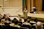 Col. Miller tells the audience about the day he was shot during a real-world active shooting at Fort Hood.