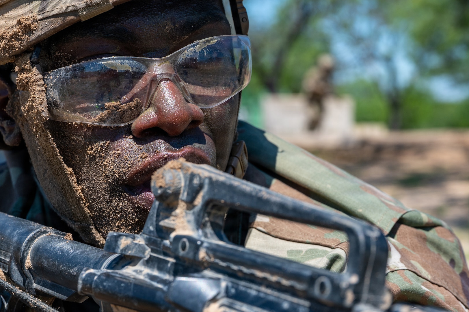 Defenders train over obstacles