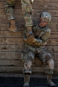 Defenders train over obstacles