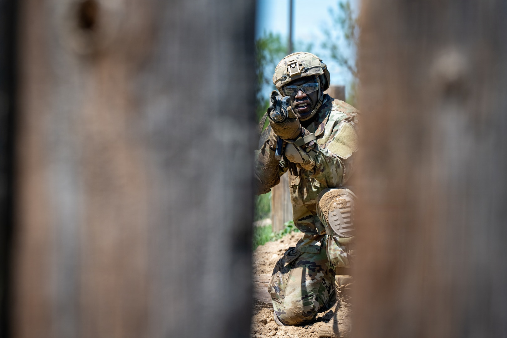 Defenders train over obstacles