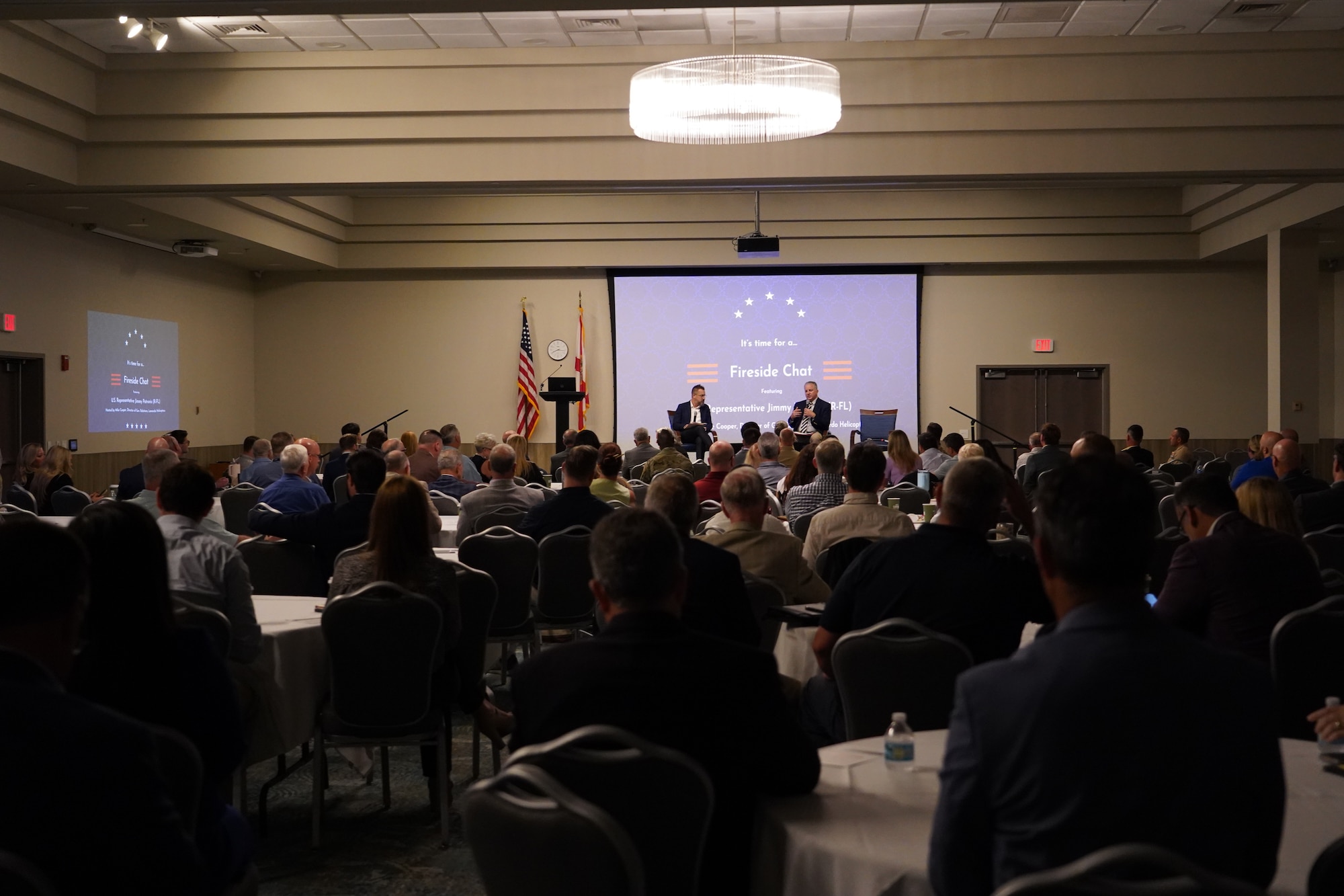 U.S. Rep. Jimmy Patronis, Florida District 1, engages with both civilian and military leadership at the the Northwest Florida Defense Coalition’s Tri-State Military Mission Forum in Pensacola, Florida, May 27, 2026.