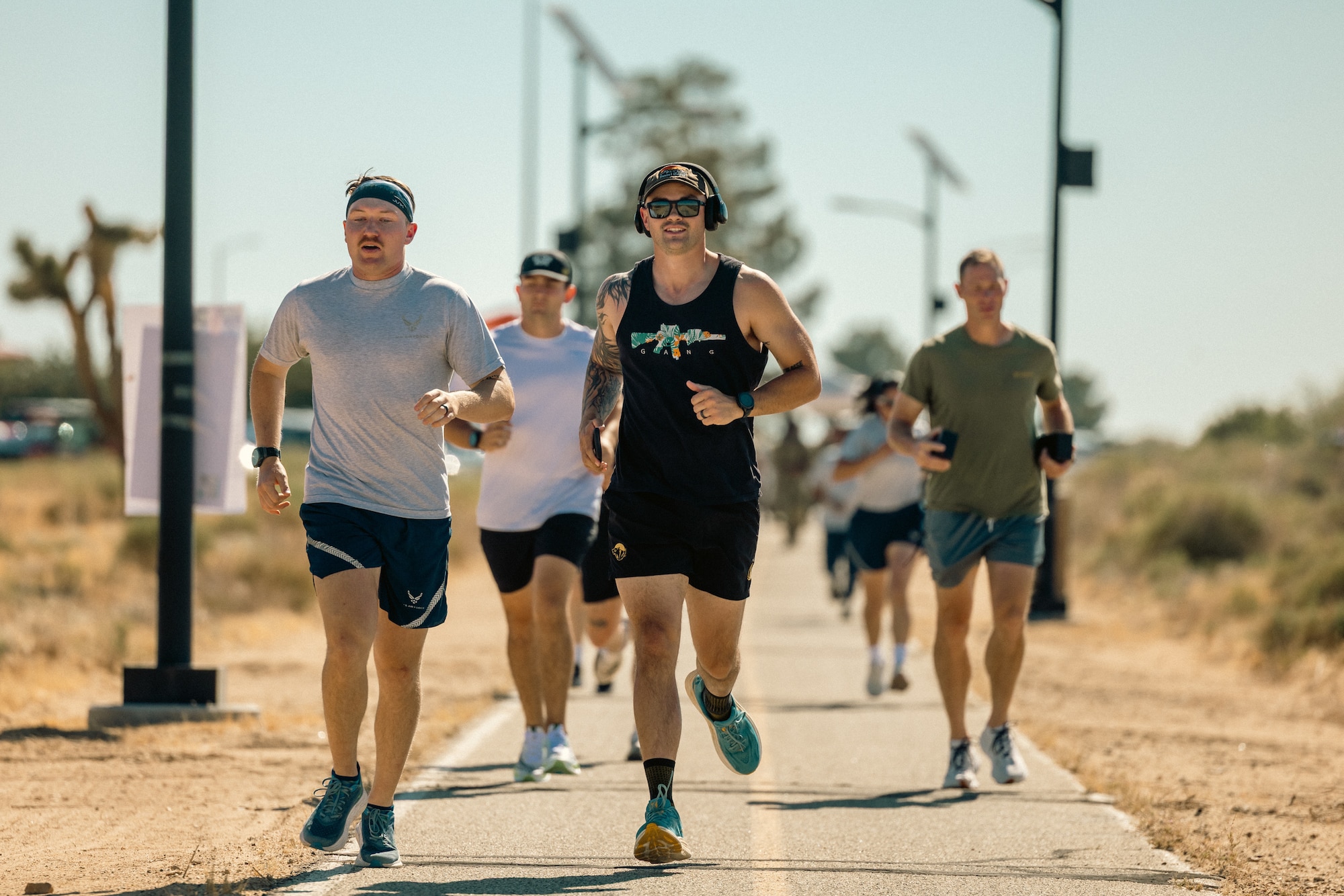 Airmen from the 412th Security Forces Squadron conduct the Police Week 2026 5K Ruck, Run or Walk event on Edwards Air Force Base, California, May 11, 2026. (Air Force photo by Brandon Hernandez)