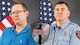 A side by side collage of two official portraits. In each portrait, a person poses for a photo in front of a gray background and an American flag.
