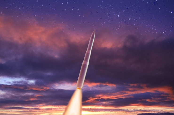 Artist rendering of an LGM-35A Sentinel missile 