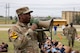 U.S. Army Sgt. 1st. Class Leroy Betts shouts directions to students at the U.S. Army Experience.