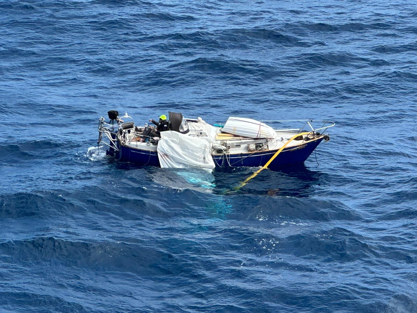 Picture of the 74-year-old Canadian Citizen 489 miles off the coast of Oregon, prior to his rescue, May 26, 2026.