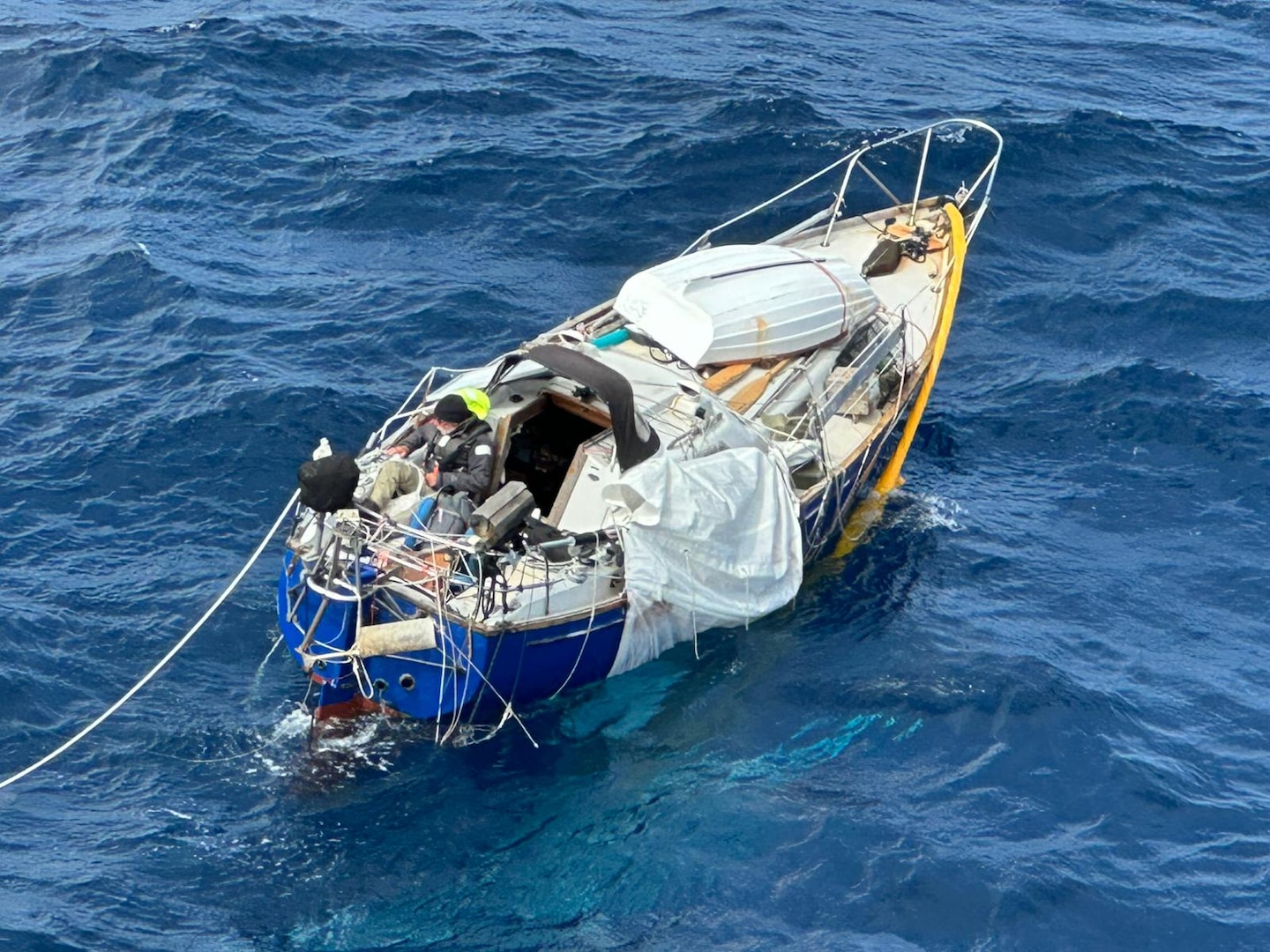 Picture of the 74-year-old Canadian Citizen 489 miles off the coast of Oregon, prior to his rescue, May 26, 2026.
