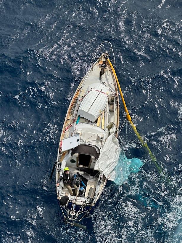 Picture of the 74-year-old Canadian Citizen 489 miles off the coast of Oregon, prior to his rescue, May 26, 2026.