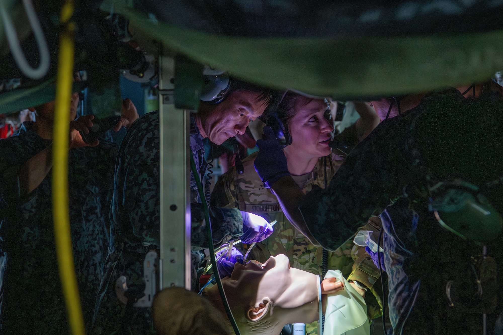 U.S. and Foreign service member train on patient care.