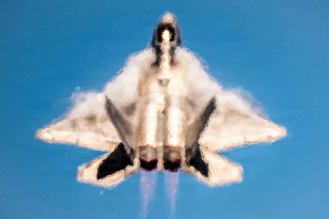 Capt. Nick Le Tourneau, F-22 Raptor Demonstration Team commander and pilot, performs during the Air Dot Show Tour in Fort Lauderdale, Fla., May 9, 2026. Le Tourneau showcased the capabilities of the F-22 Raptor through a series of aerial maneuvers. (U.S. Air Force photo by Staff Sgt. Mary Bowers)