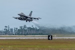 A U.S. Air Force F-16 Fighting Falcon assigned to the Ohio National Guard’s 180th Fighter Wing takes off for a training flight during Checkered Flag 26-2 and the Weapons System Evaluation Program-East at Tyndall Air Force Base, Fla., April 29, 2026. Tyndall’s location adjacent to the Gulf Range Complex makes it one of the few installations in the United States capable of supporting large-scale air combat training, building the aircrew proficiency and readiness required for critical 4th- and 5th-generation fighter integration and live-fire exercises. Photo by Master Sgt. Kregg York.