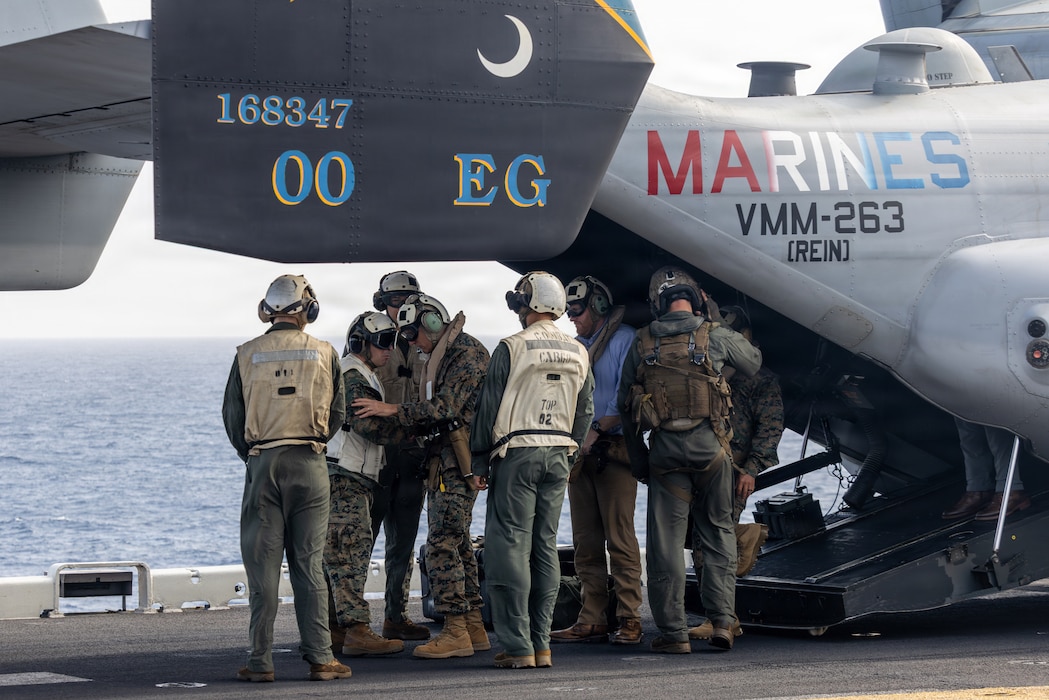 U.S. Marine Corps Gen. Francis L. Donovan, the Commander of U.S. Southern Command, lands aboard the Wasp-class amphibious assault ship USS Iwo Jima (LHD 7) while underway in the Caribbean Sea, May 23, 2026. U.S. military forces are deployed to the Caribbean in support of the U.S. Southern Command mission, Department of War-directed operations, and the president’s priorities to disrupt illicit drug trafficking and protect the homeland. (U.S. Marine Corps photo)