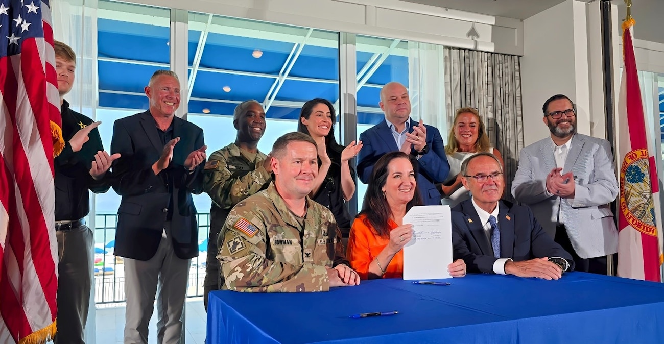 PINELLAS COUNTY, Fla. — The U.S. Army Corps of Engineers (USACE) Jacksonville District and Pinellas County signed an updated Project Cooperation Agreement on May 29 establishing a new framework for continued federal participation in the Pinellas County Shore Protection Project at Sand Key, Treasure Island, and Long Key.