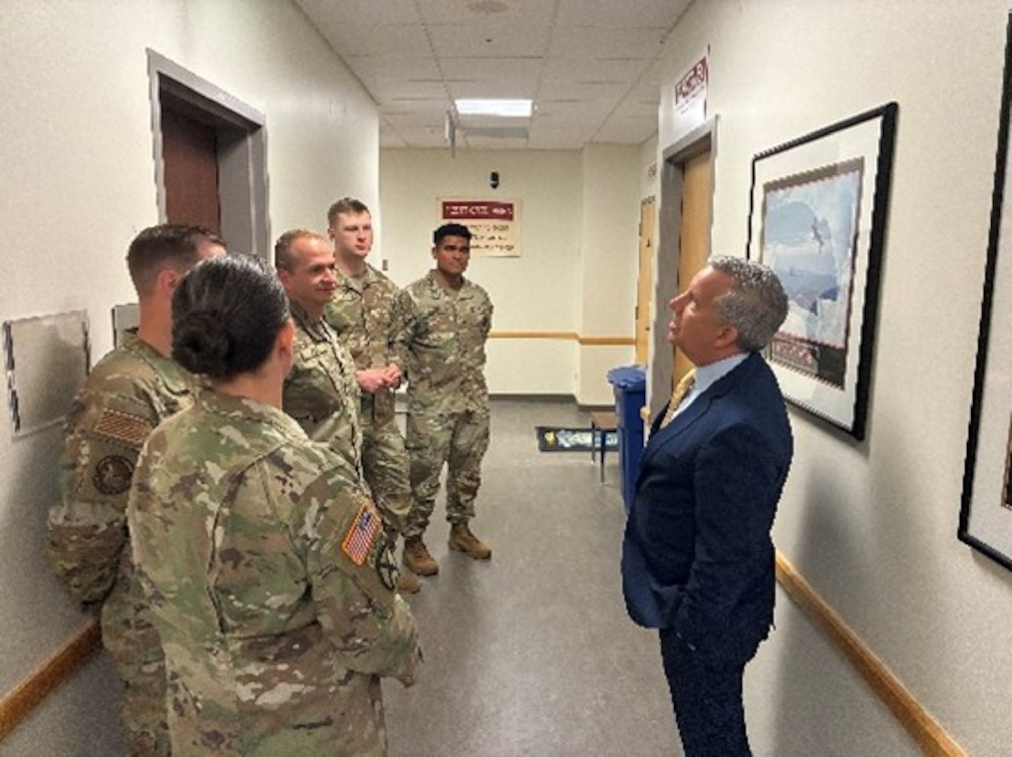 Peter I. Belk, principal deputy assistant secretary of war for readiness, tours the Fort Snelling Military Entrance Processing Station in Minneapolis, Minn., on May 26, 2026