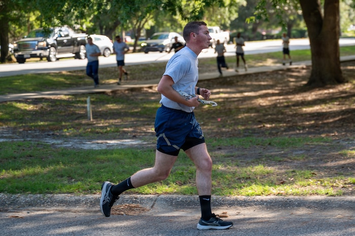 An Airman runs.