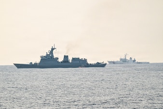 A U.S. Coast Guard 35-foot Long-Range Interceptor embarked cutter boat attached to Legend-class cutter USCGC Midgett (WMSL 757) sails alongside Philippine Navy BRP Antonio Luna (FFG-151) in support of a passenger transfer during the Maritime Cooperative Activity (MCA) in the Philippines’ Exclusive Economic Zone, May 28, 2026. The U.S Navy routinely operates with the Armed Forces of the Philippines and partners and allies through MCAs to continually develop, exercise and enhance multi-domain tactical interoperability to uphold peace and security in the region. Midgett is forward-deployed and assigned to Destroyer Squadron (DESRON) 15, the Navy’s largest DESRON and U.S. 7th Fleet’s principal surface force. U.S. 7th Fleet, the Navy’s largest forward-deployed numbered fleet, routinely interacts and operates with allies and partners in preserving a free and open Indo-Pacific.  (U.S. Coast Guard Photo by Petty Officer 3rd Class Austin Wiley)