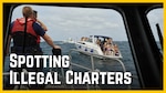 Coast Guard Sector San Diego boarding team members terminate an illegal charter operating in the vicinity of the USS Midway in the San Diego bay, on Oct. 6, 2023. U.S Coast Guard photo.