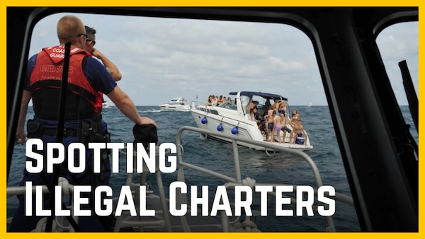 Coast Guard Sector San Diego boarding team members terminate an illegal charter operating in the vicinity of the USS Midway in the San Diego bay, on Oct. 6, 2023. U.S Coast Guard photo.