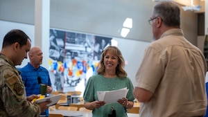 Members of the National Air and Space Intelligence Center participate in an education fair.