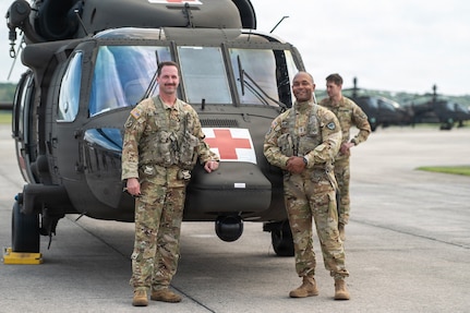 A new U.S. Army HH-60M Black Hawk helicopter arrives at the South Carolina Army National Guard’s Army Aviation Support Facility 1, or AASF1, on McEntire Joint National Guard Base in Eastover, South Carolina, Aug. 27, 2026.
