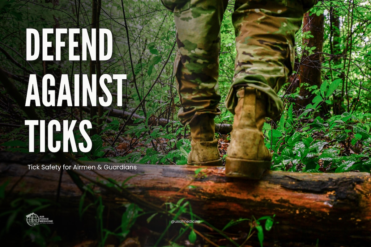 Graphic with Airman's boots and text on top of an image of nature.