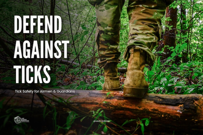 Graphic with Airman's boots and text on top of an image of nature.
