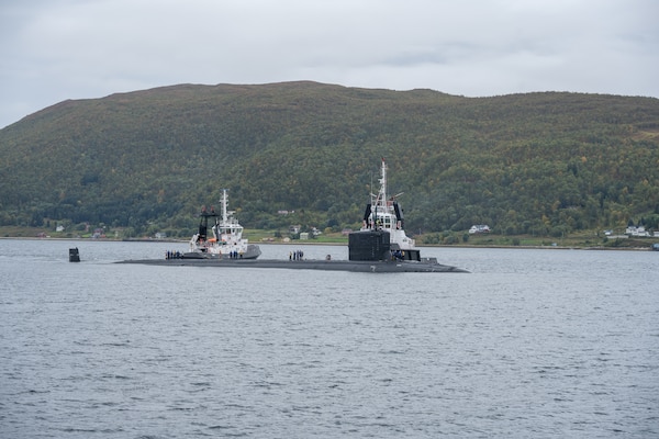 Virginia-class fast-attack submarine USS Delaware (SSN 791) arrives in Grøtsund, Norway, for a scheduled port visit near Tromsø, Sept. 1, 2026. Delaware is deployed to the U.S. 6th Fleet area of operations to support the warfighting effectiveness, lethality, and readiness of U.S. Naval Forces Europe-Africa and defend U.S., Allied, and partner interests in the region. (U.S. Navy photo by Mass Communication Specialist 1st Class Austin Ingram)
