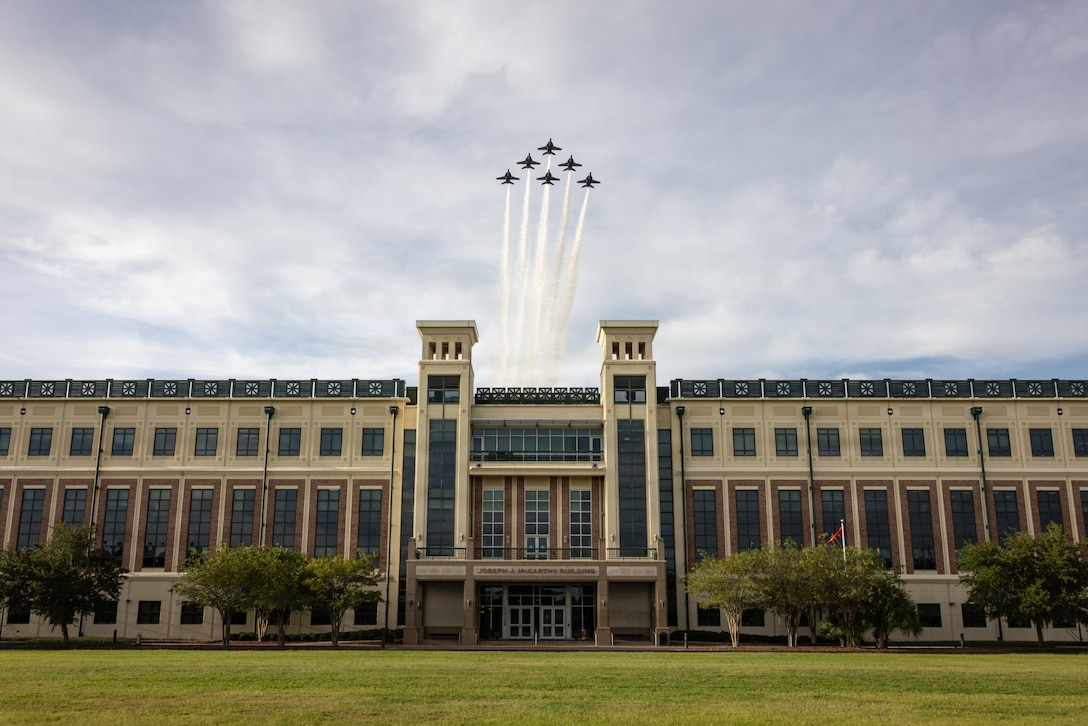 The Blue Angels fly over Marine Corps Support Facility New Orleans
