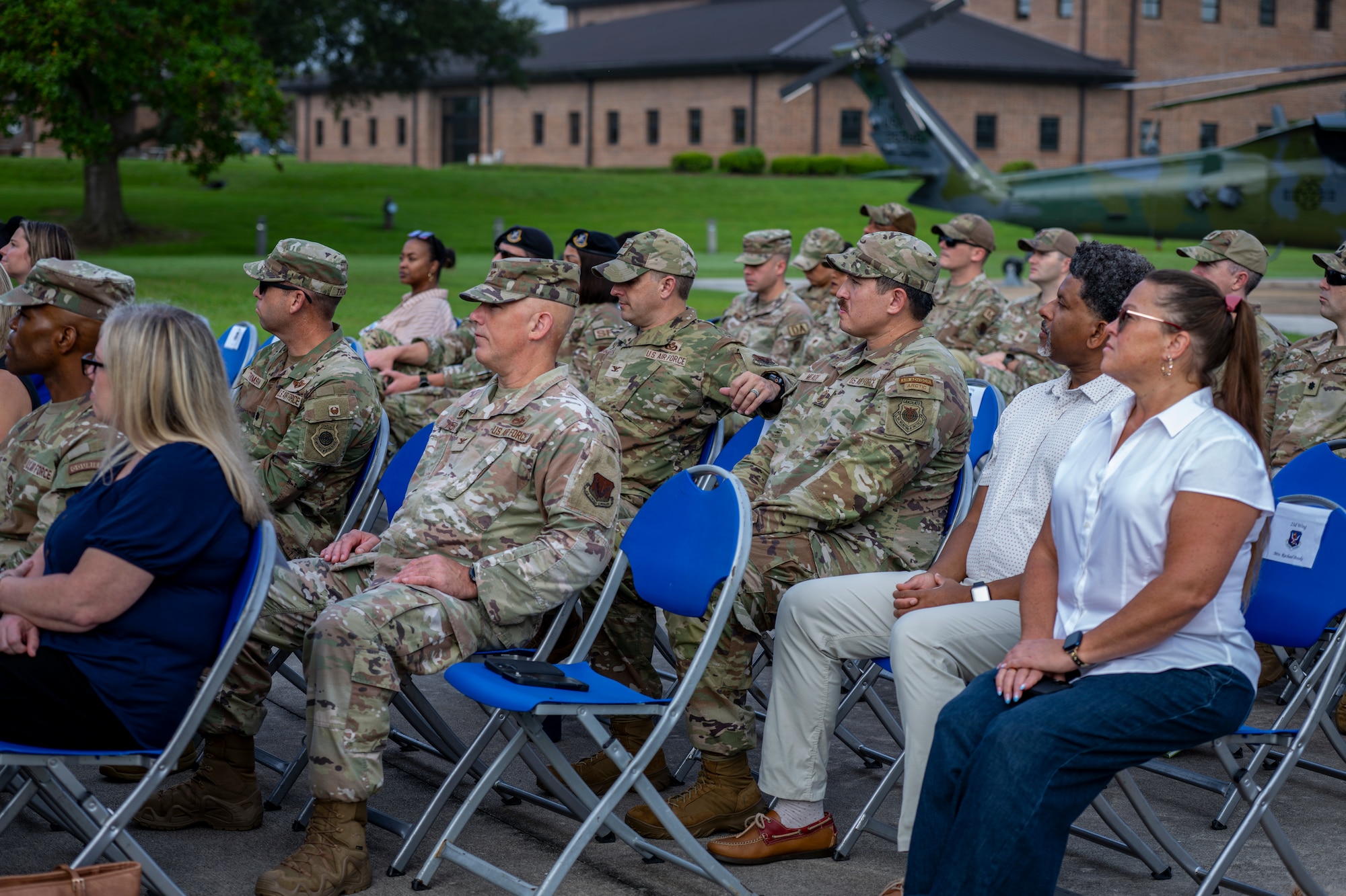 U.S. Air Force Airmen, civilians and community members attend a Suicide Awareness and Prevention Month proclamation ceremony