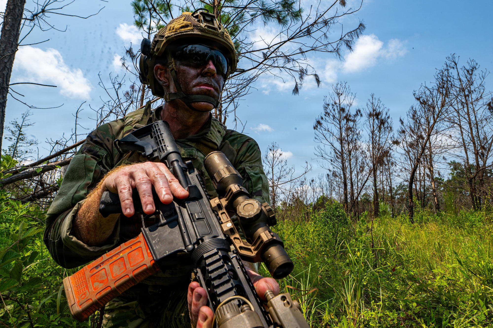 Airman standing guard.
