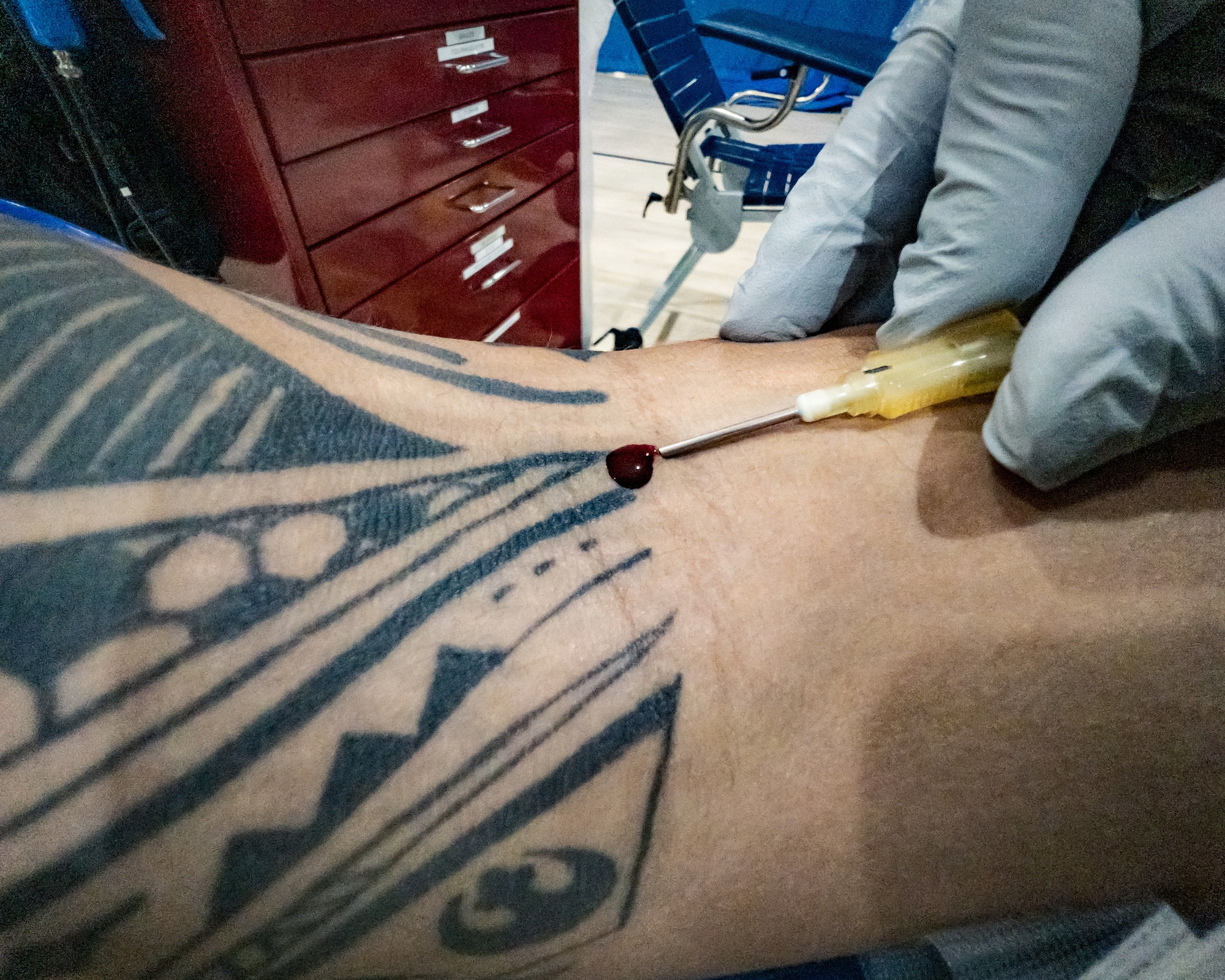 Blood products are collected during an Armed Services Blood Program blood drive at Holloman Air Force Base, New Mexico, Aug. 27, 2026.