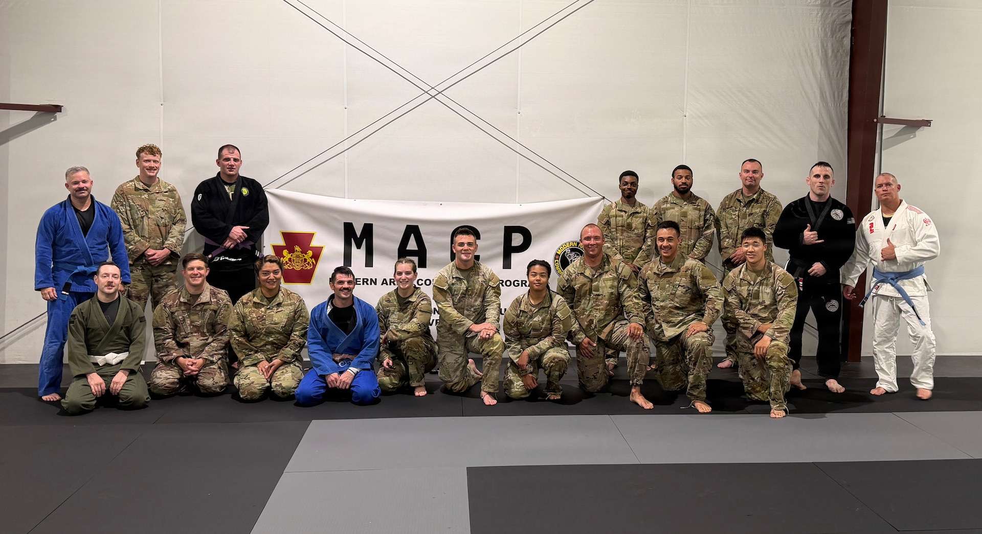 U.S. Army Soldiers participate in a Basic Combatives Course conducted by the Pennsylvania Army National Guard at Fort Indiantown Gap, Pennsylvania, Aug. 23-28, 2026. The course developed Soldiers’ close-combat skills through hands-on instruction, drilling and realistic training designed to build confidence, resilience and the ability to apply combatives techniques under pressure. (Courtesy photo)