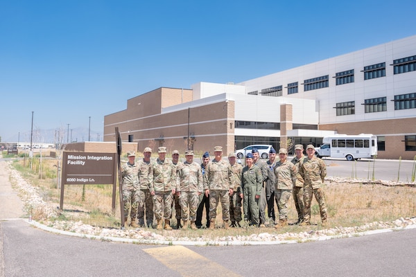 U.S. Air Force Gen. S.L. Davis, commander of Air Force Global Strike Command, center, poses with members of AFGSC’s Sentinel Task Force Detachment 13 and other missileers during a visit to Hill Air Force Base, Utah, August 3, 2026. The command’s leaders visited the installation and nearby Promontory during a two-day immersion that provided a direct look at the ongoing efforts to build and field the LGM-35A Sentinel intercontinental ballistic missile system. (U.S. Air Force photo by Cynthia Griggs)