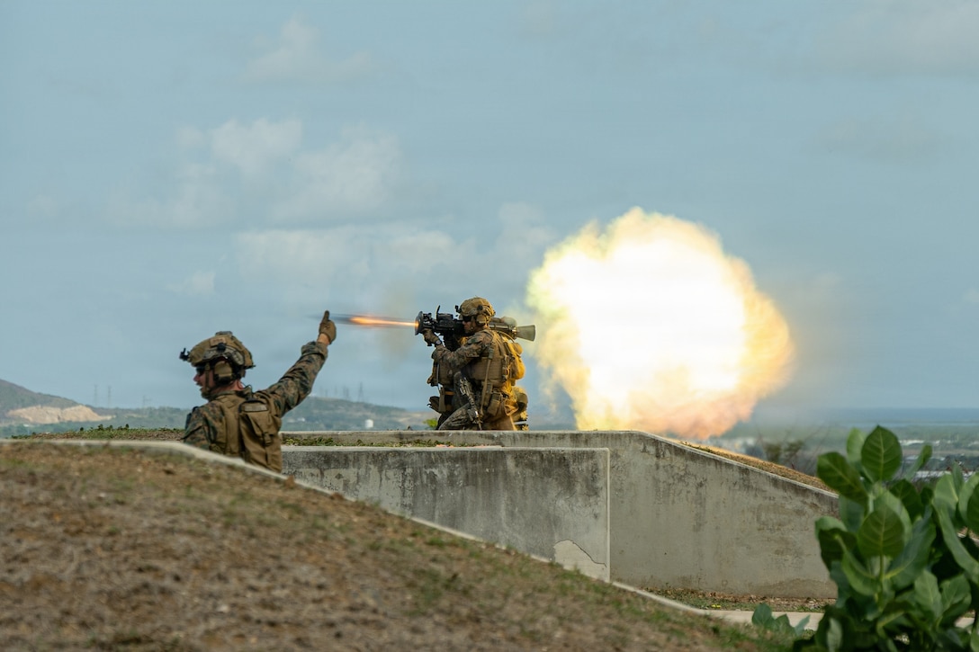 U.S. Marines with 3rd Battalion, 2nd Marine Regiment, Littoral Combat Force-24, fire a Multi-Role Anti-Armor Anti-Personnel Weapon System during a high explosive range on Camp Santiago Joint Training Center, Puerto Rico, August 19, 2026. U.S. military forces are deployed to the U.S. Southern Command area of responsibility in support of Joint Task Force Western Hemisphere, Department of War-directed operations, and the President's priorities to disrupt illicit drug trafficking, deter malign actors and protect the homeland through continuous presence. (U.S. Marine Corps photo)