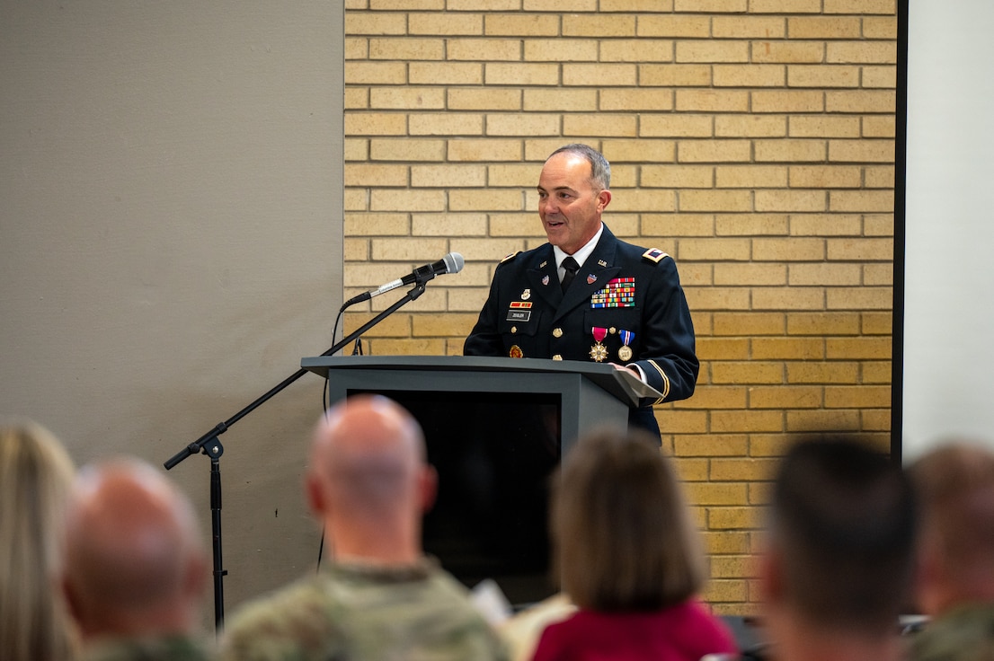 retirement ceremony retiree talking to audience