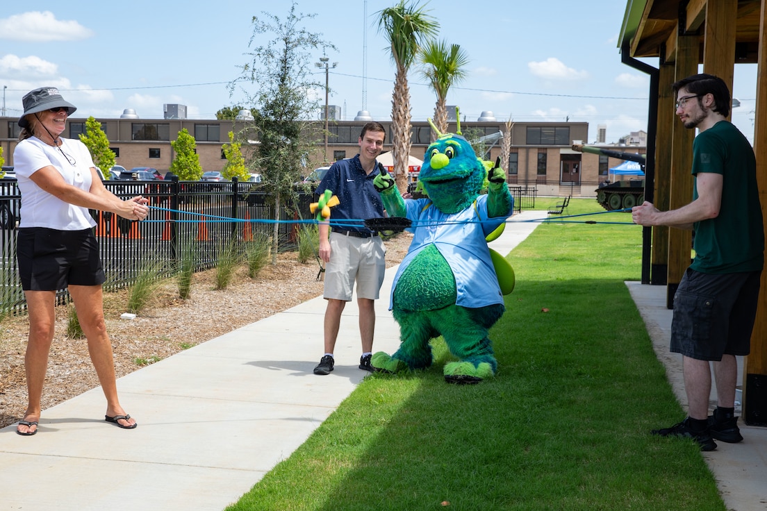 columbia fireflies mascot attending military museum event