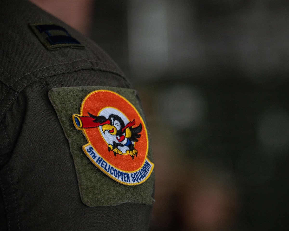 A pilot assigned to the 5th Helicopter Squadron stands in formation during the 5th HS activation ceremony.