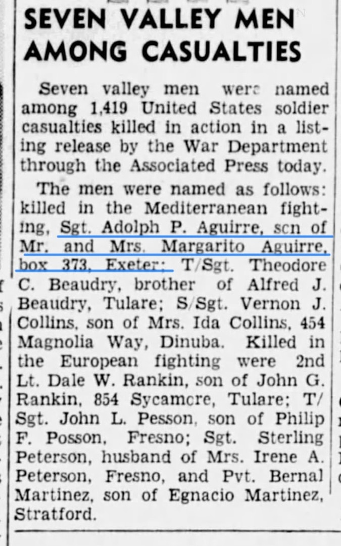 U.S. Army Air Forces Sgt. Adolph P. Aguirre