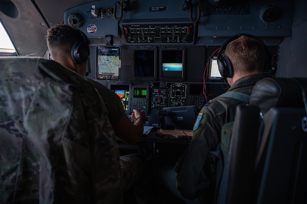 Airman looking at a screen.