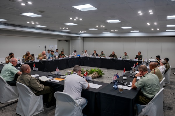 Sgt. Maj. Eric Cook , Command Senior Enlisted Leader of U.S. Pacific Command, and co-host Robert McCann, Canadian Armed Forces Chief Warrant Officer, host the Senior Enlisted Program at the Chiefs of Defense Conference in VIctoria B.C., Canada, August 31, - September 2, 2026.