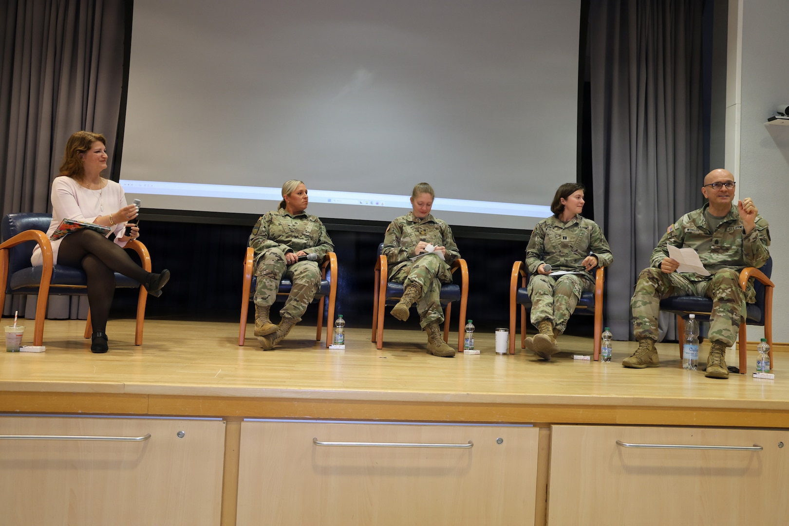 LANDSTUHL, Germany — Panelists discuss the importance of seeking help and maintain during the annual Suicide Prevention and Awareness month luncheon Sept .1 at the Heaton Auditorium. The panel featured personal experiences and perspectives on mental health, suicide prevention and the importance of recognizing when someone may need support.