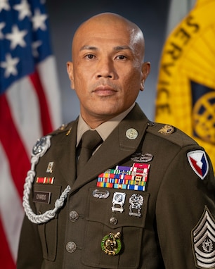 Command Sgt. Maj. Rondald B. Oyardo, U.S. Army Financial Management Command senior enlisted advisor, poses for a photo at the Maj. Gen. Emmett J. Bean Federal Center in Indianapolis Aug. 10, 2026. USAFMCOM delivers precision enterprise-wide financial operations to integrate, synchronize and sustain the battlefield through the Joint Strategic Support Area and directly supports the Office of the Assistant Secretary of the Army for Financial Management and Comptroller in their role as the principal advisor on all matters related to financial management and comptrollership. (U.S. Army photo by Mark R. W. Orders-Woempner)